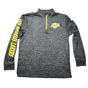 NBA L.A Lakers 1/4 Zip Long Sleeve Pull Over Men’s XL Gray Logo On The Sleeve